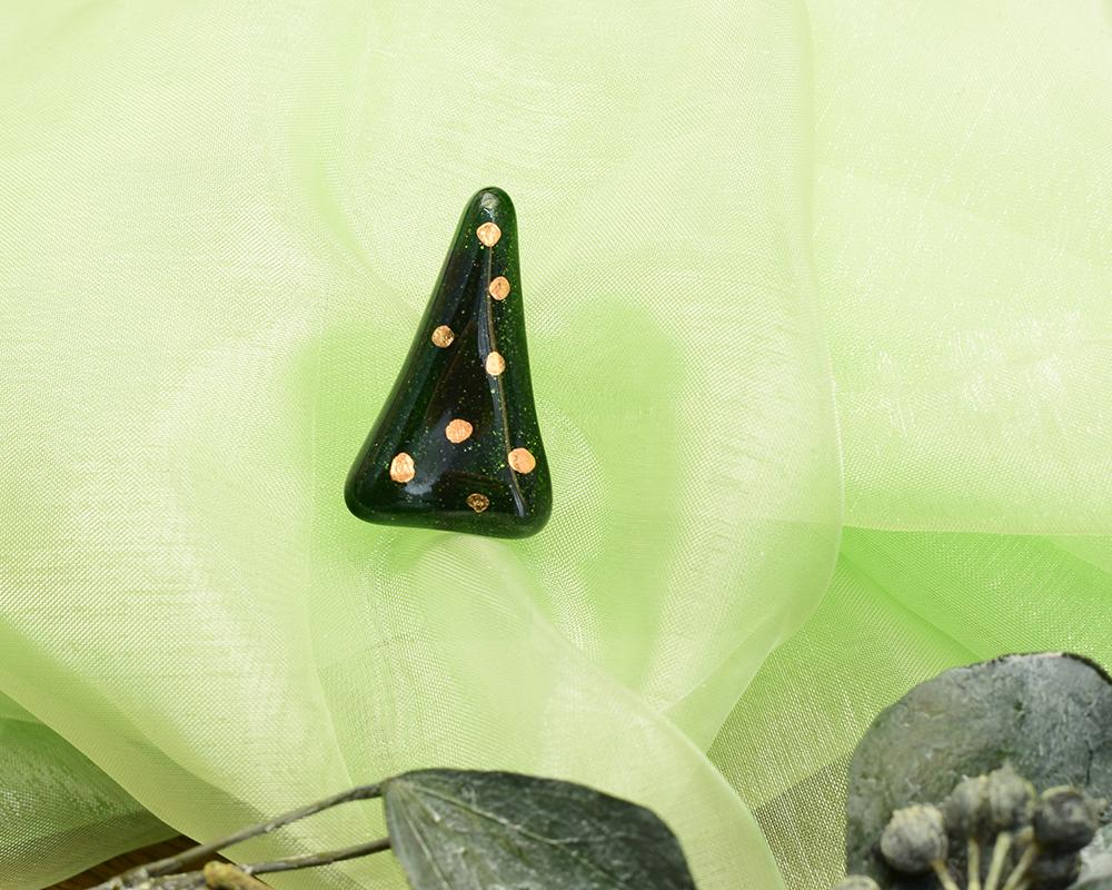 もみの木ガラスのブローチ（水玉） | 5枚目