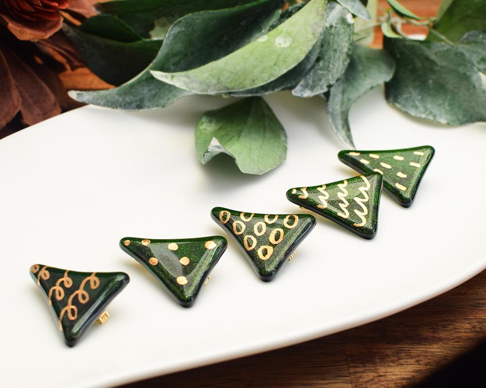 もみの木ガラスのブローチ（ゴールドもよう） | 5枚目