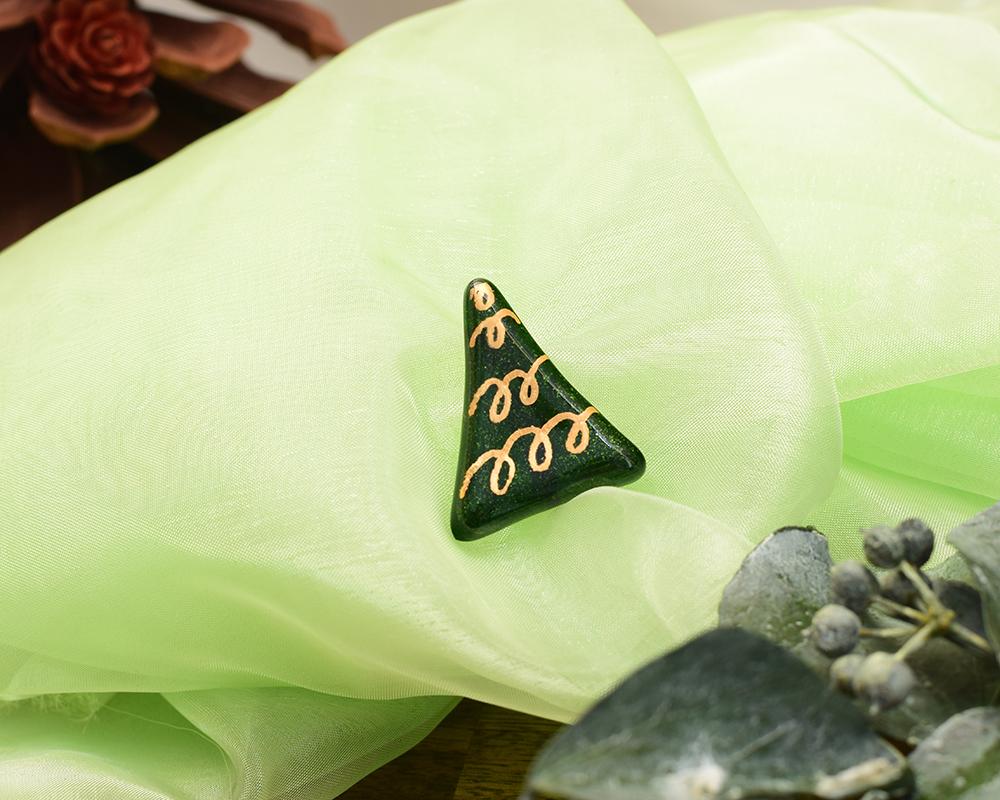 もみの木ガラスのブローチ（ゴールドもよう） | 4枚目