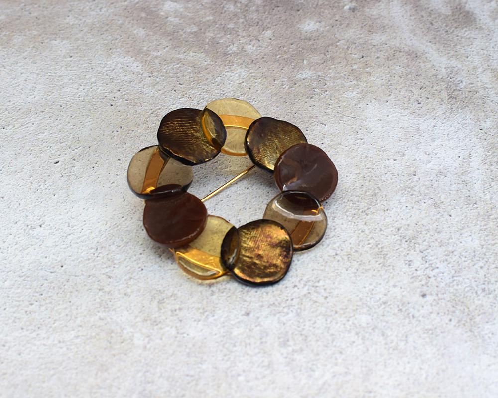 えんつなぎガラスブローチ（ブラウン） | 3枚目