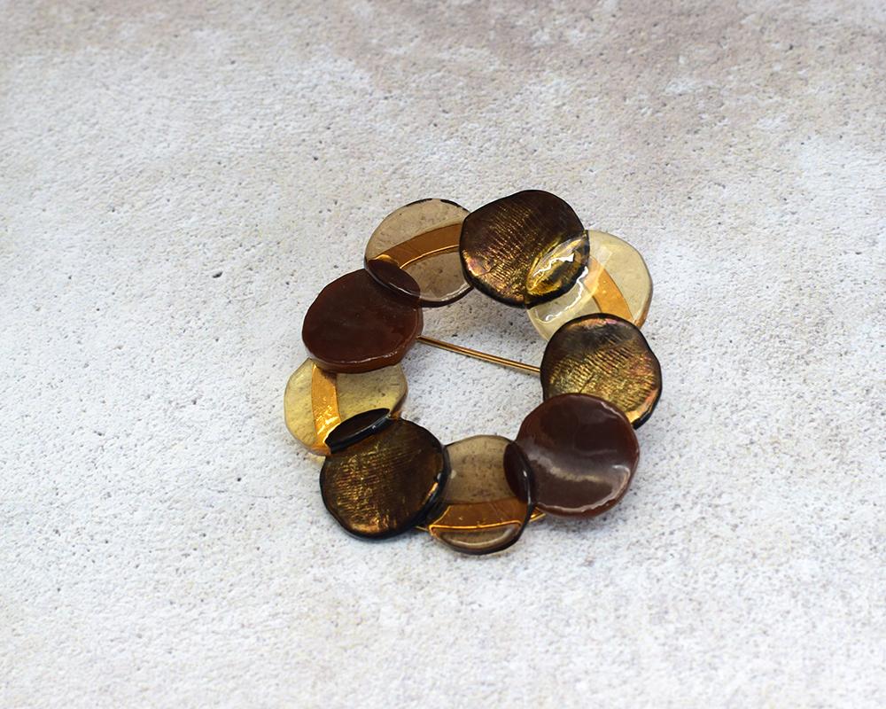 えんつなぎガラスブローチ（ブラウン） | 4枚目