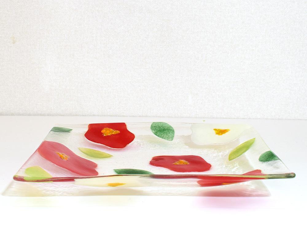 椿のガラス角皿L | 6枚目