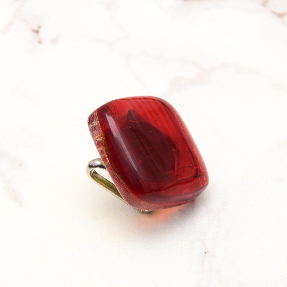 こっくり紅色ガラス帯留め（三分紐用） | 2枚目