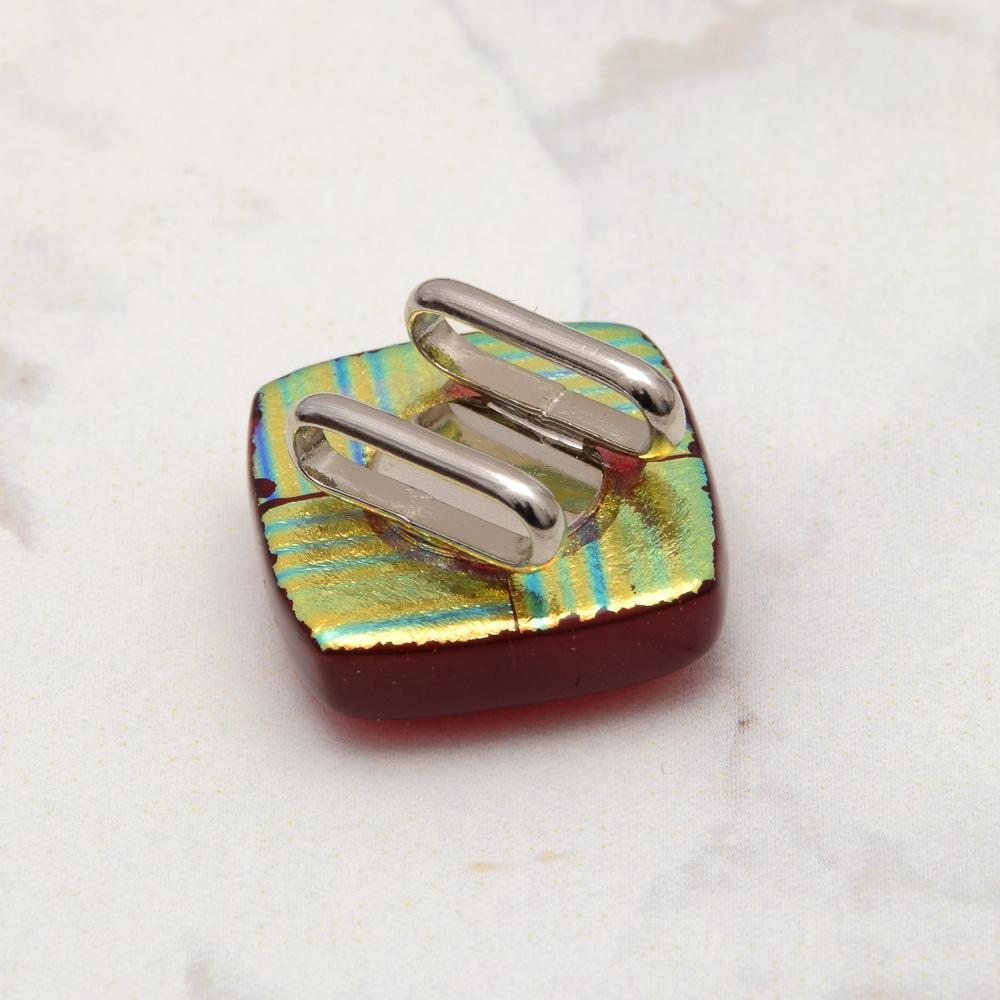 こっくり紅色ガラス帯留め（三分紐用） | 4枚目