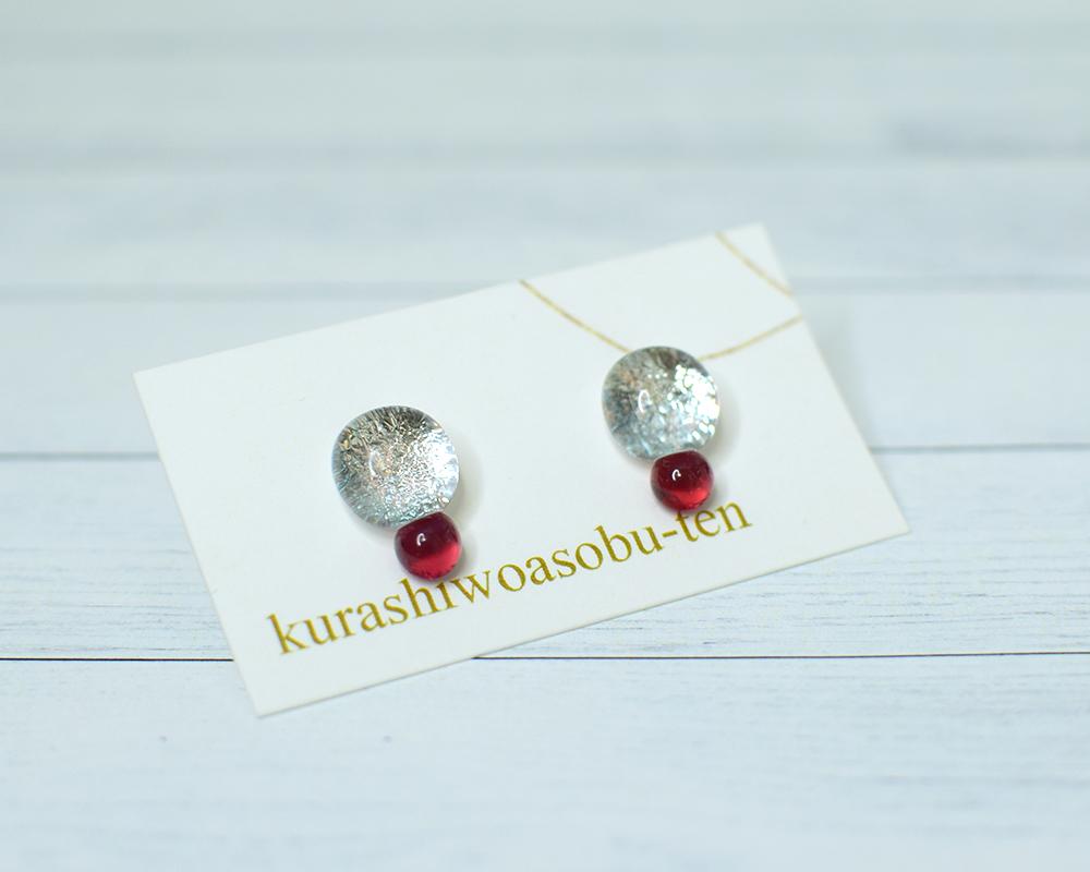 銀＋色つぶガラス（ピアス/ノンホール樹脂） | 6枚目