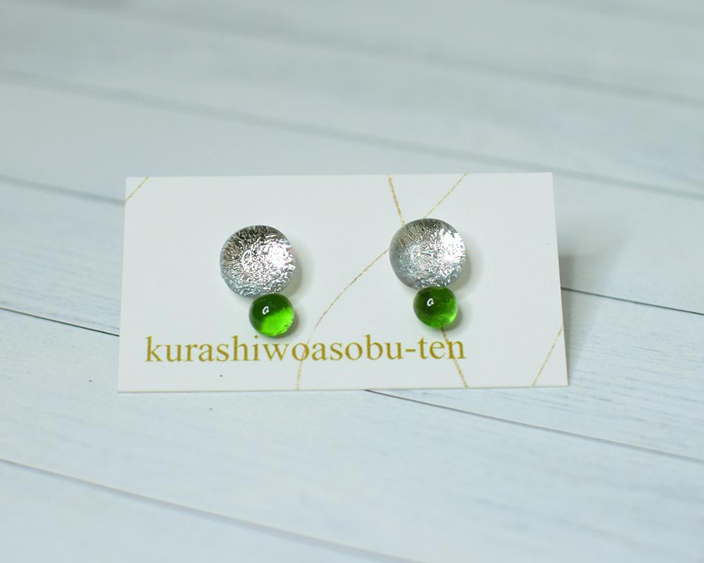 銀＋色つぶガラス（ピアス/ノンホール樹脂） | 9枚目