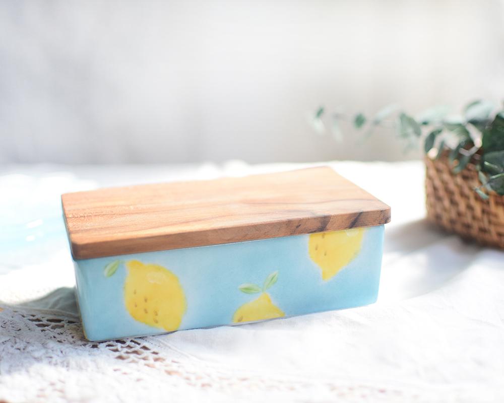 レモン×ブルーバターケース（木製の蓋）