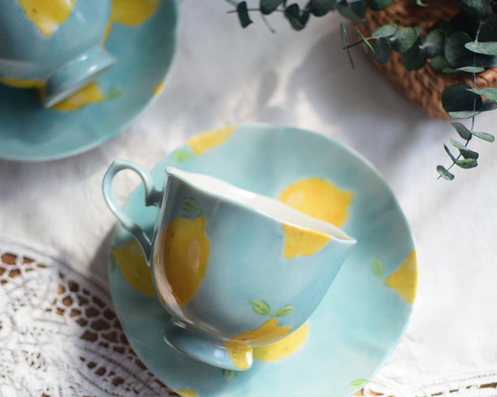 レモン×ブルーのフラワーカップ＆ソーサー | 2枚目