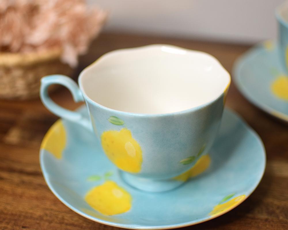レモン×ブルーのフラワーカップ＆ソーサー | 6枚目