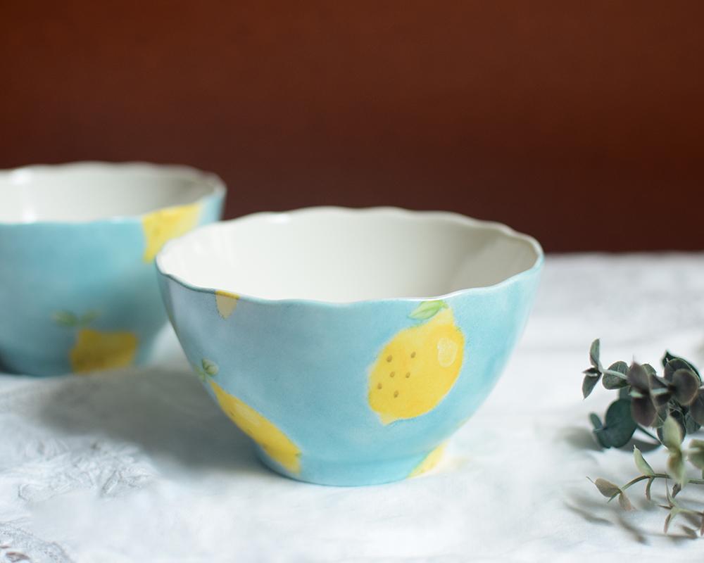 レモン×ブルーのフラワーボウル | 2枚目