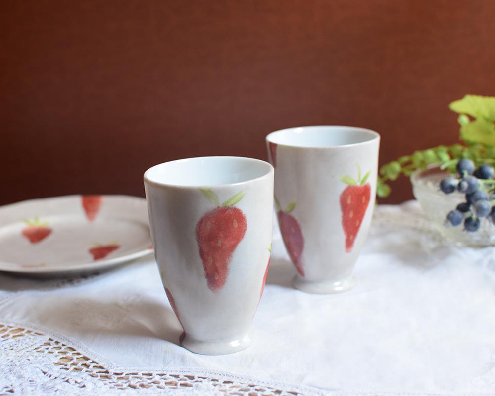 いちご×ベージュのスリムカップ（単品）