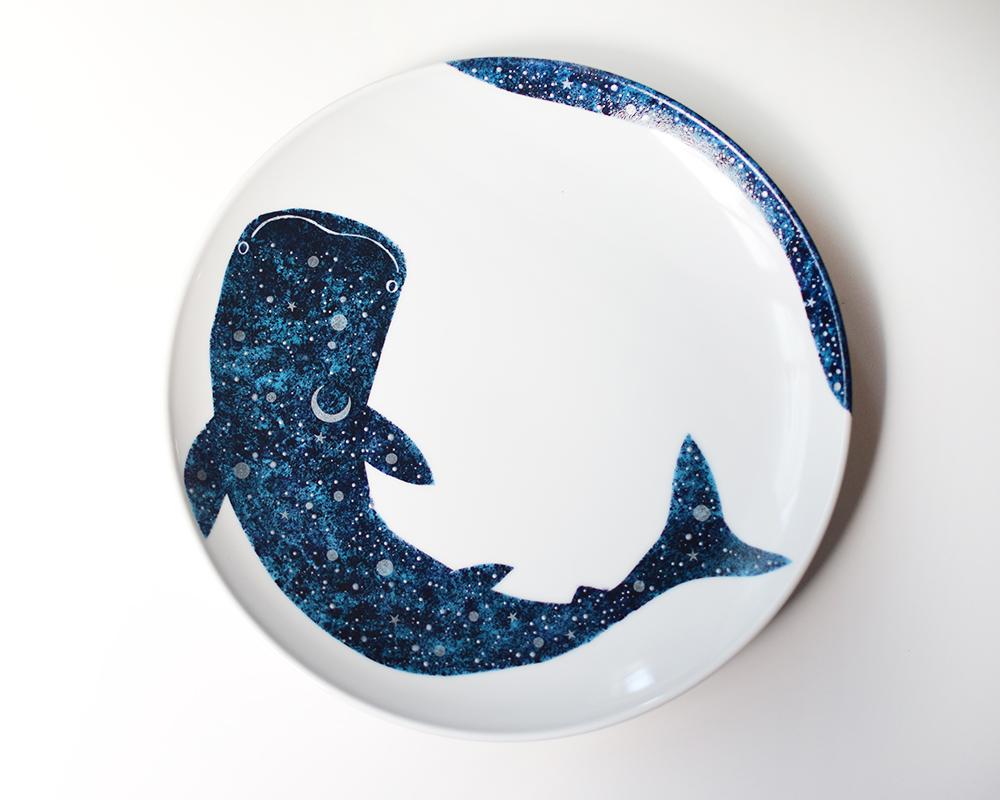 ジンベエザメ〜夜空と三日月大きいプレート | 2枚目