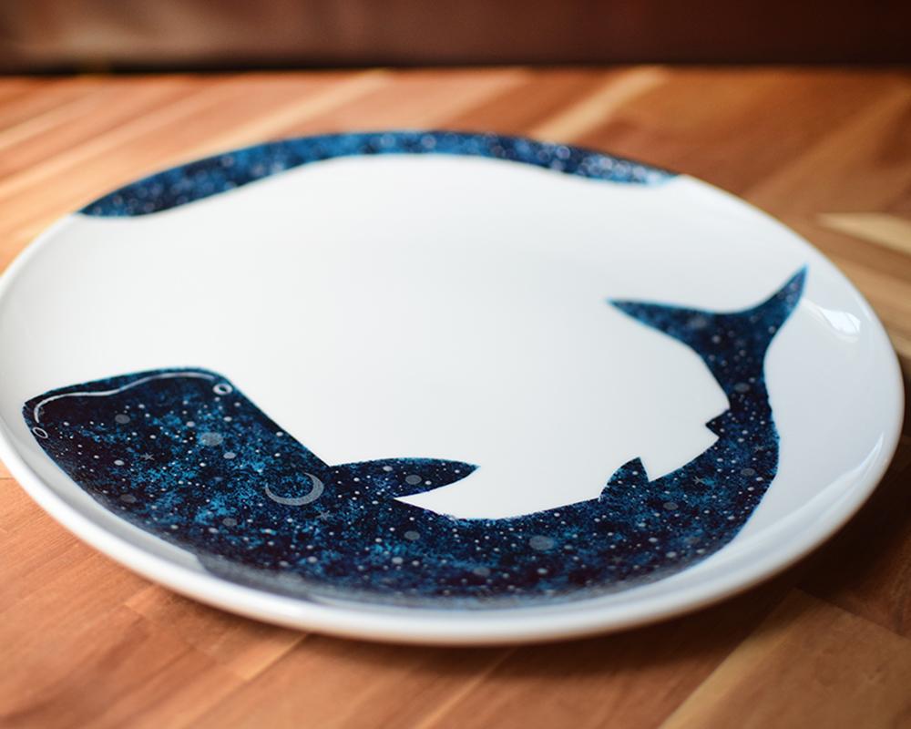ジンベエザメ〜夜空と三日月大きいプレート | 3枚目
