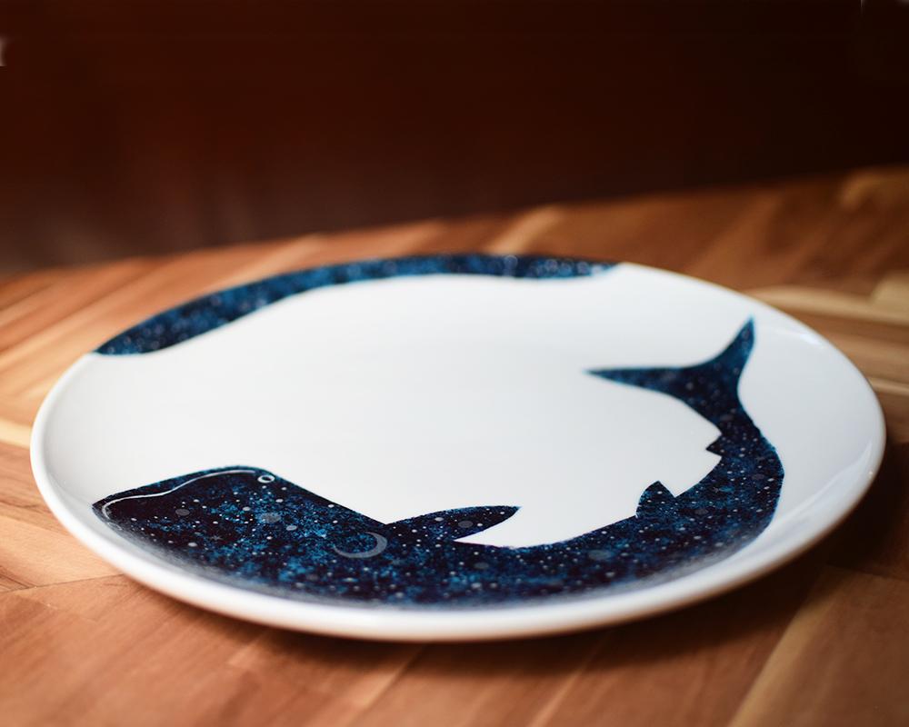 ジンベエザメ〜夜空と三日月大きいプレート | 4枚目