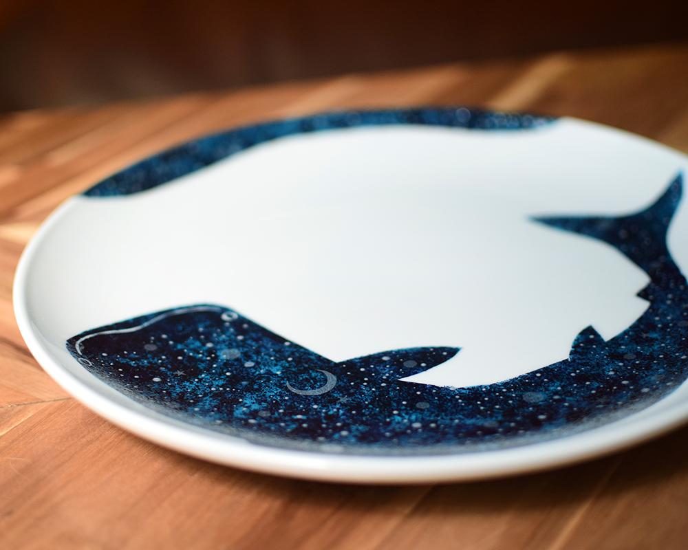 ジンベエザメ〜夜空と三日月大きいプレート | 5枚目