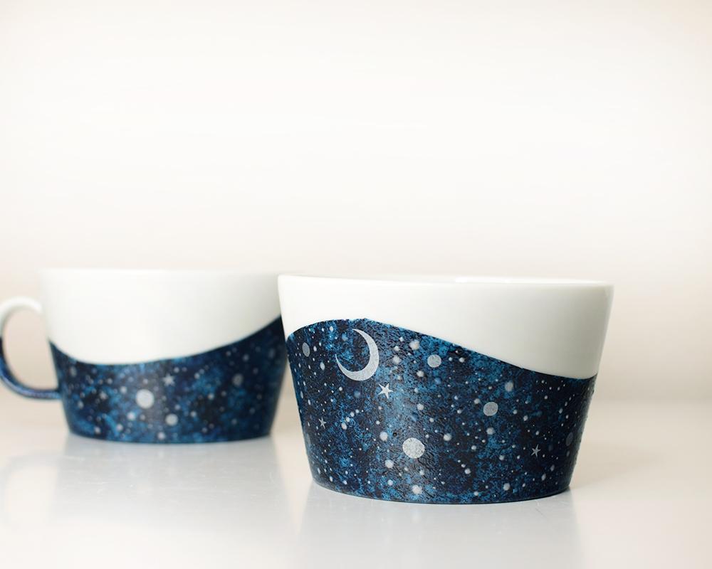 夜空と三日月のスープカップ（シルバー/ゴールド）単品1枚目の画像