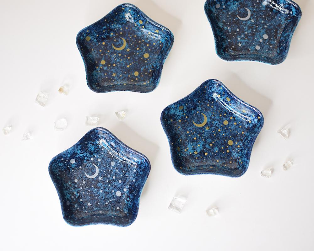 夜空と三日月～星の豆皿（シルバー/ゴールド）単品1枚目の画像