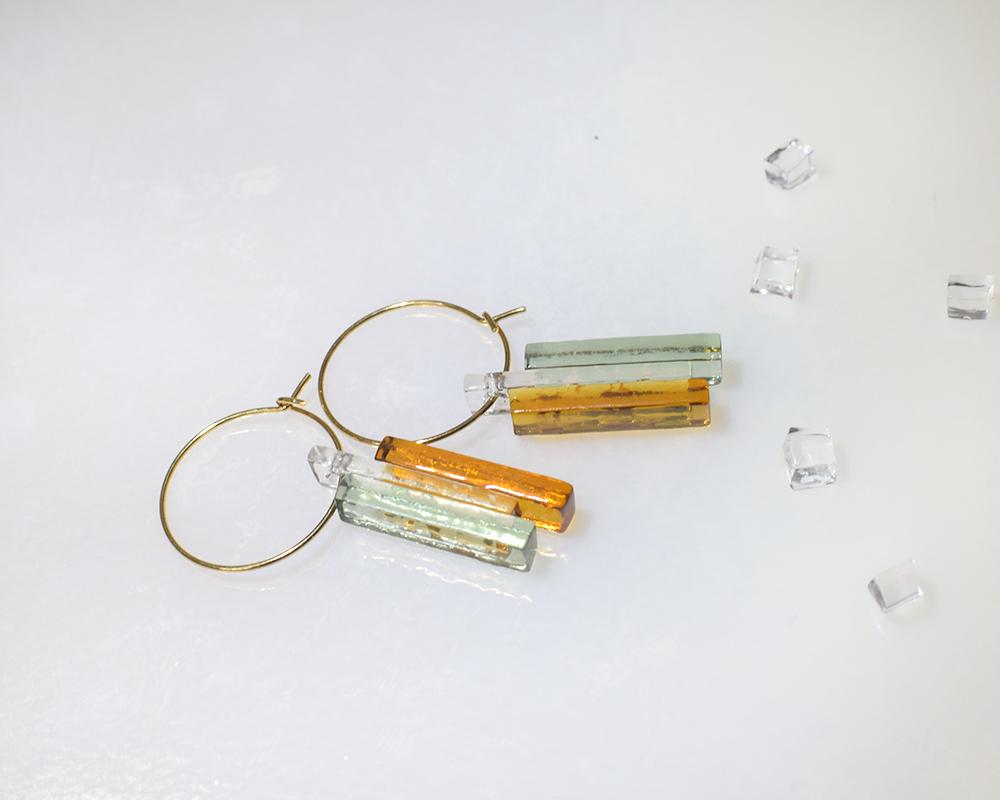 スティックガラス（アース）フープピアス | 5枚目