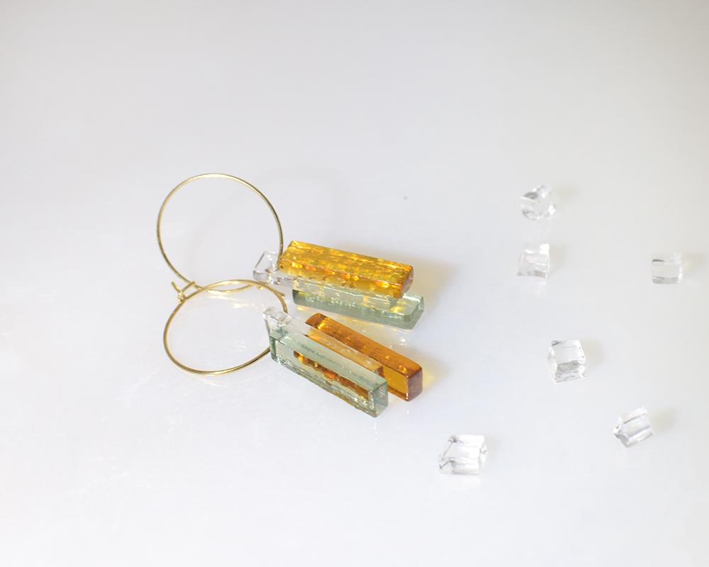 スティックガラス（アース）フープピアス | 4枚目