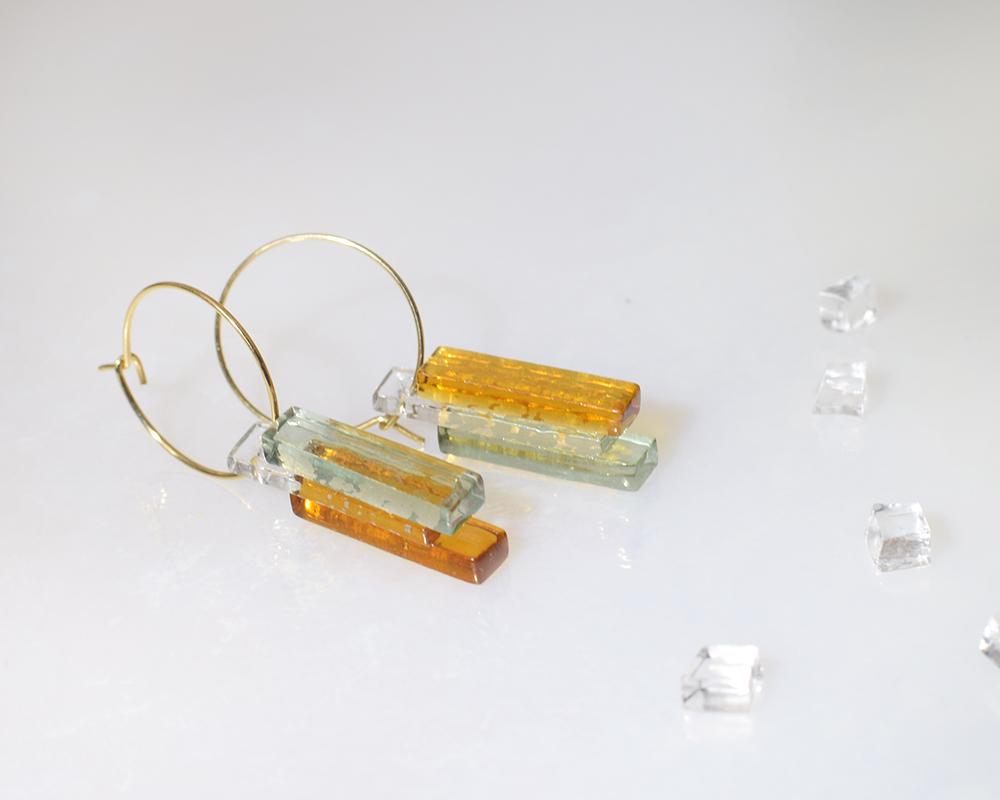 スティックガラス（アース）フープピアス | 6枚目