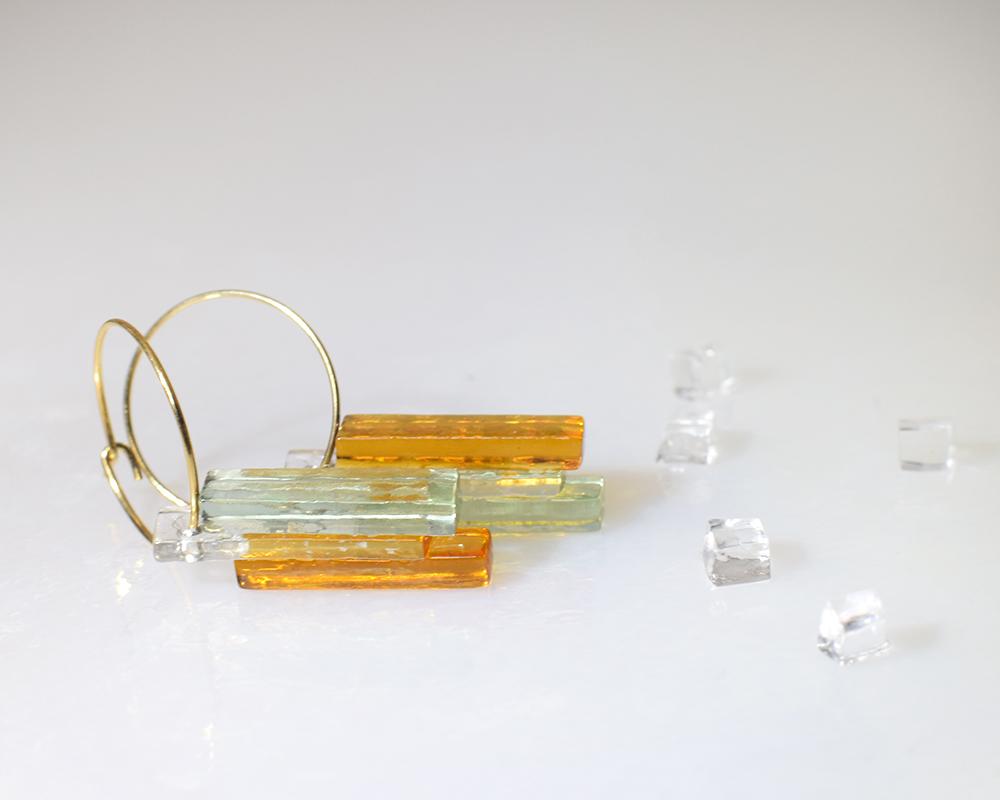 スティックガラス（アース）フープピアス | 7枚目