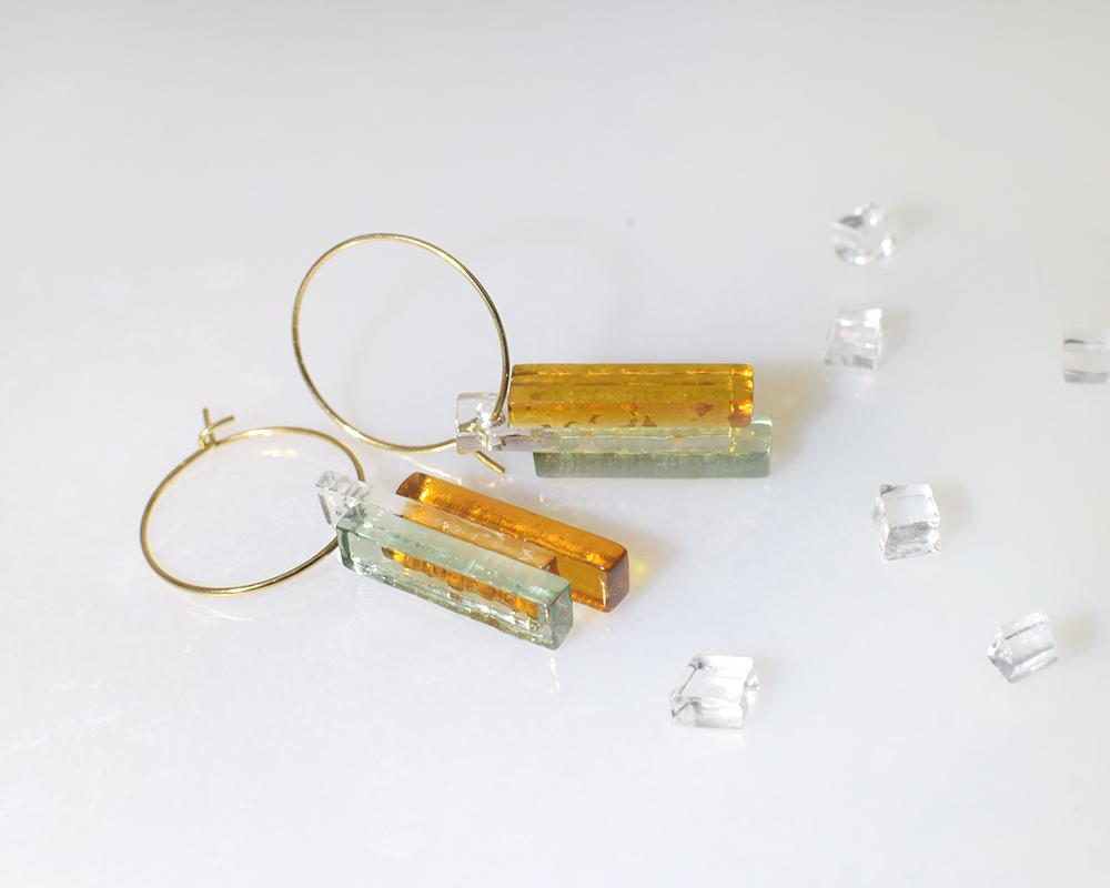 スティックガラス（アース）フープピアス | 8枚目