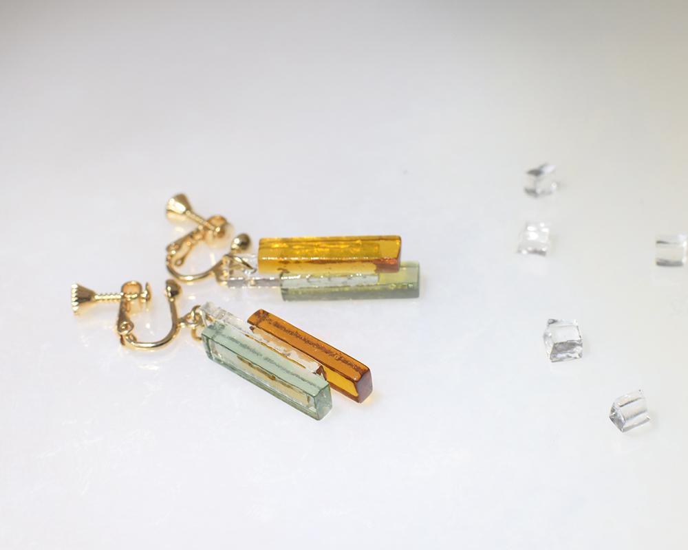 スティックガラス（アース）フープピアス | 9枚目