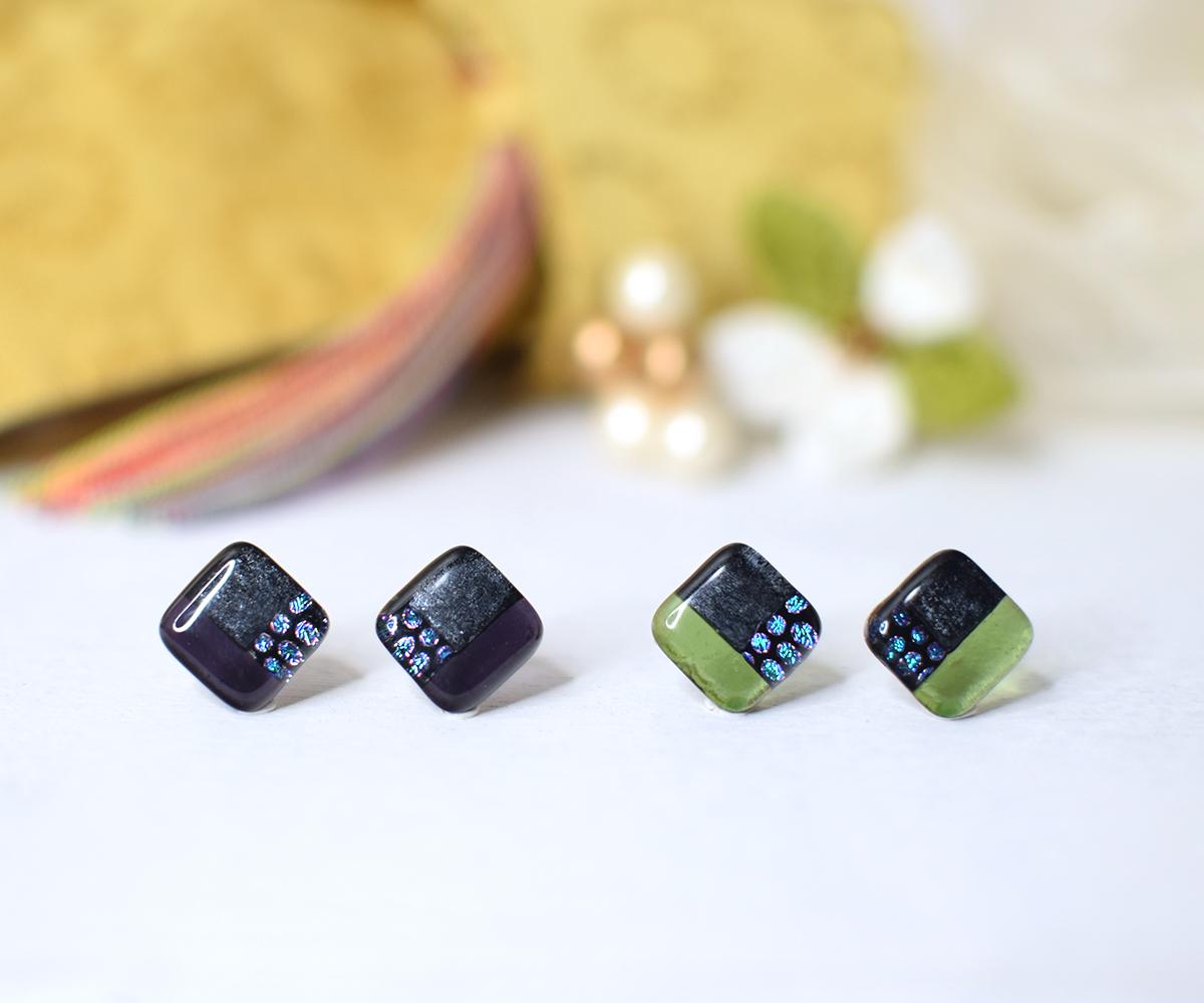 雅ガラススクエア（ピアス/イヤリング）1枚目の画像