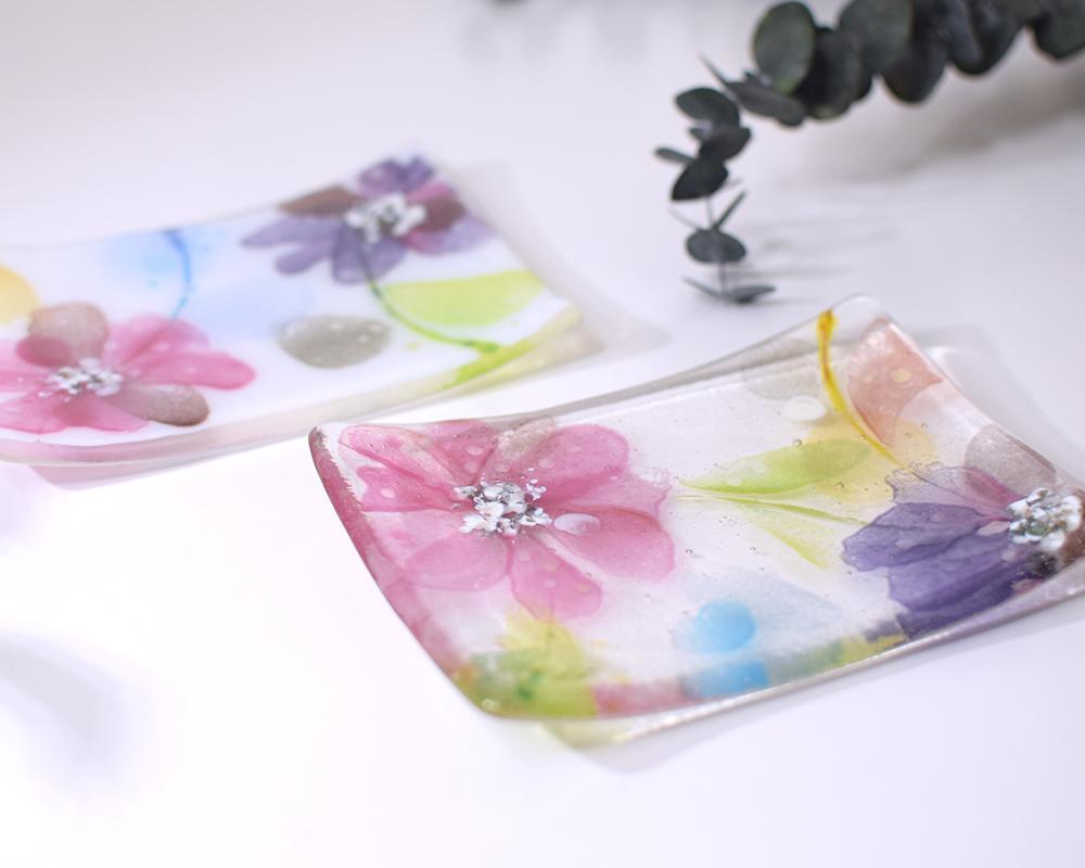 ゆらひら～水彩のようなガラス菓子皿（A/B/C) | 2枚目