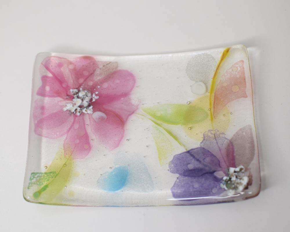 ゆらひら～水彩のようなガラス菓子皿（A/B/C) | 5枚目