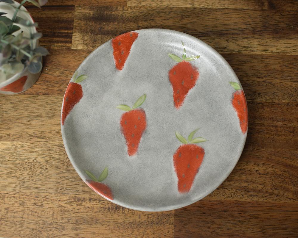 いちご×グレーのプレート16cm | 2枚目