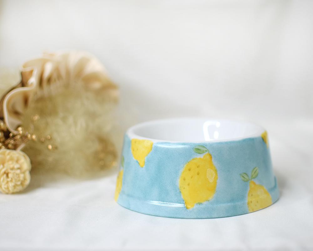 レモン×ブルーペットフードボウル（限定品）1枚目の画像