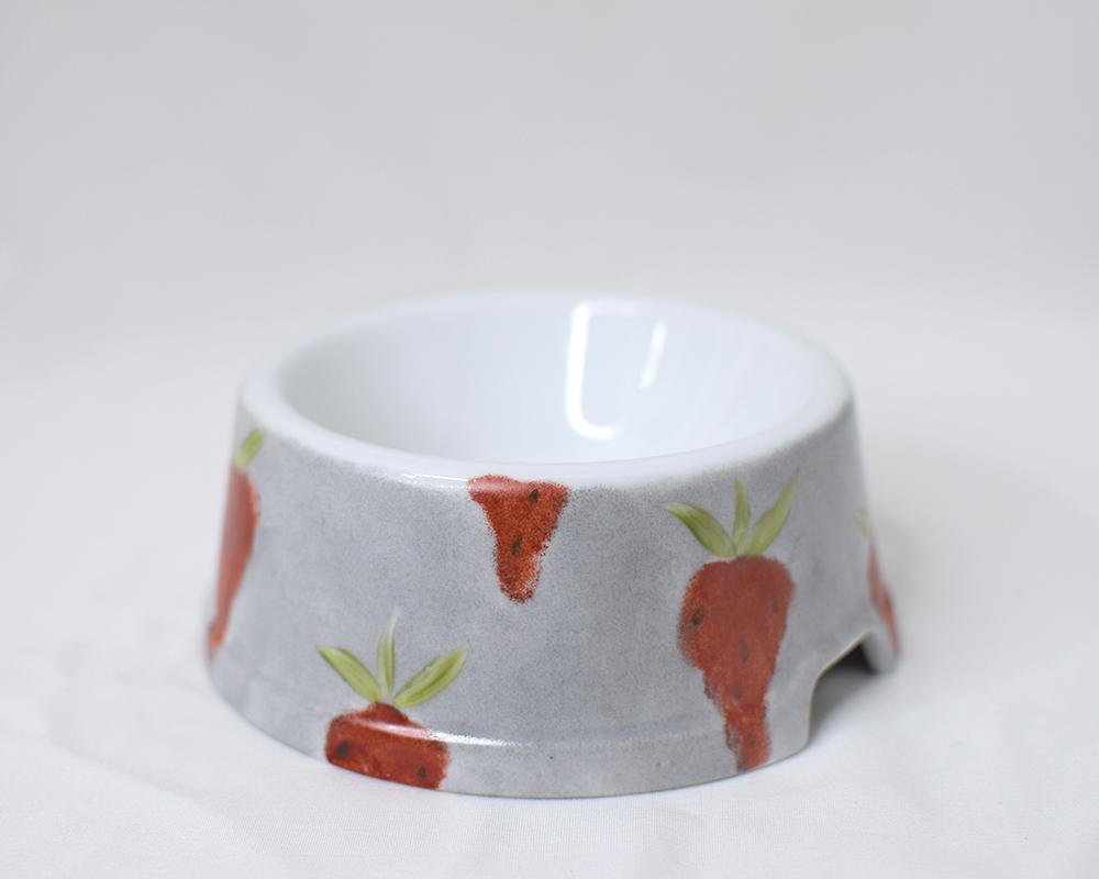 いちご×グレーペットフードボウル（限定品） | 3枚目