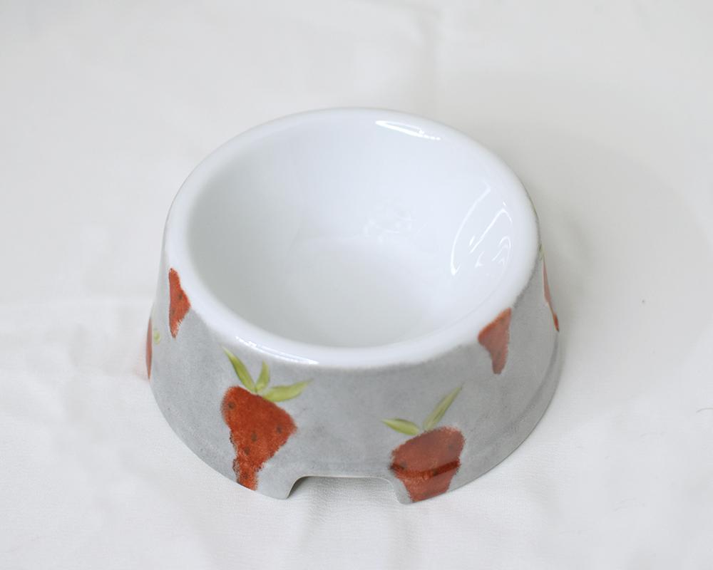 いちご×グレーペットフードボウル（限定品） | 5枚目