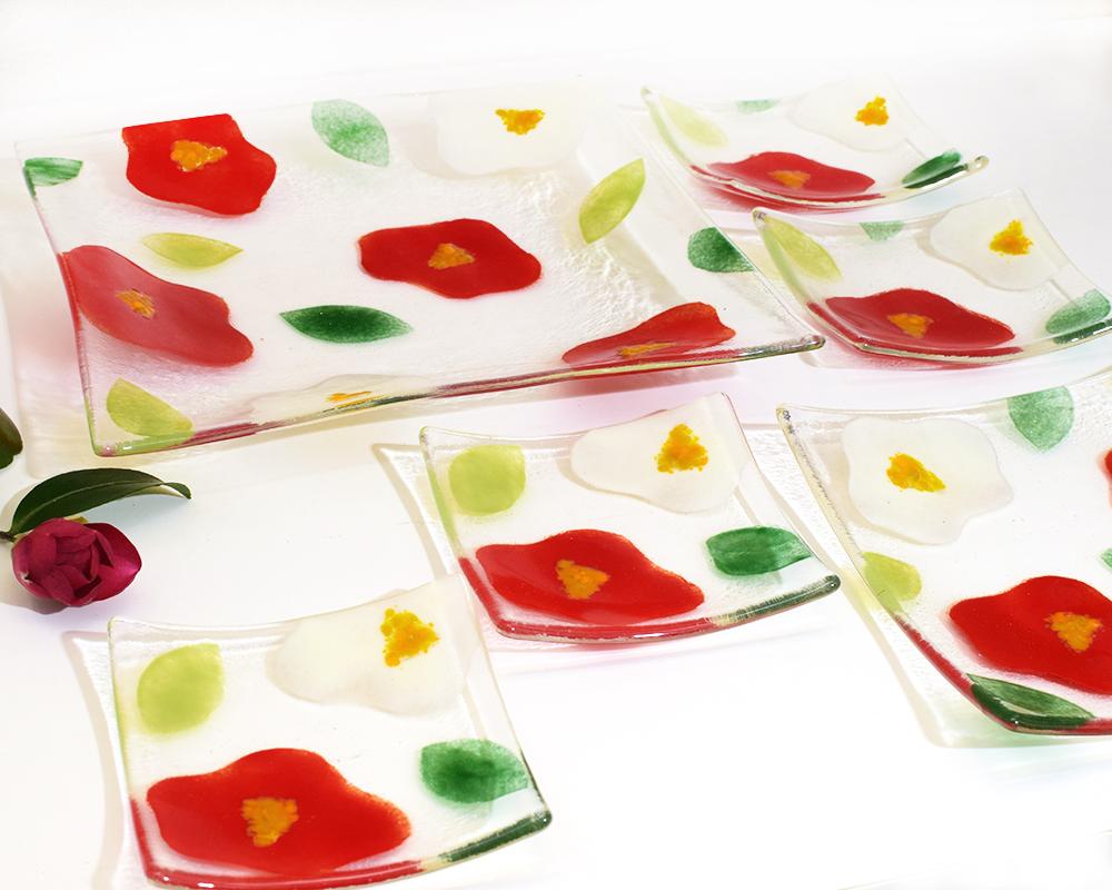 椿のガラス豆皿S2枚セット | 6枚目