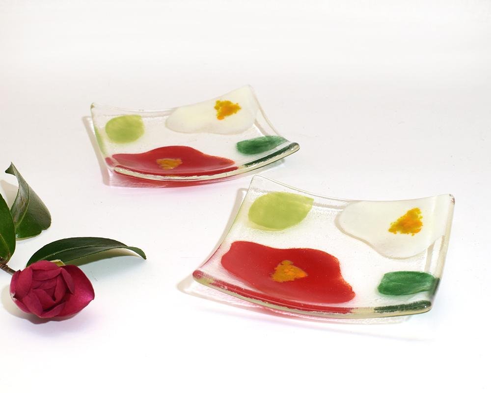 椿のガラス豆皿S2枚セット | 2枚目