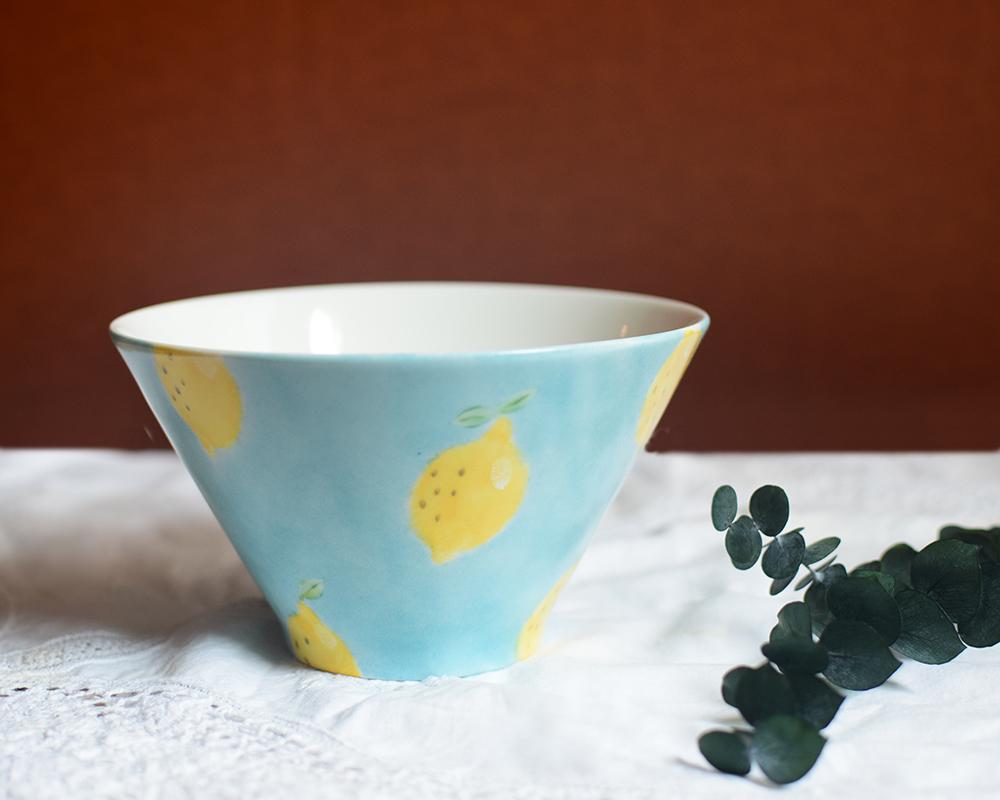 レモン×ブルーの大きい鉢 | 3枚目
