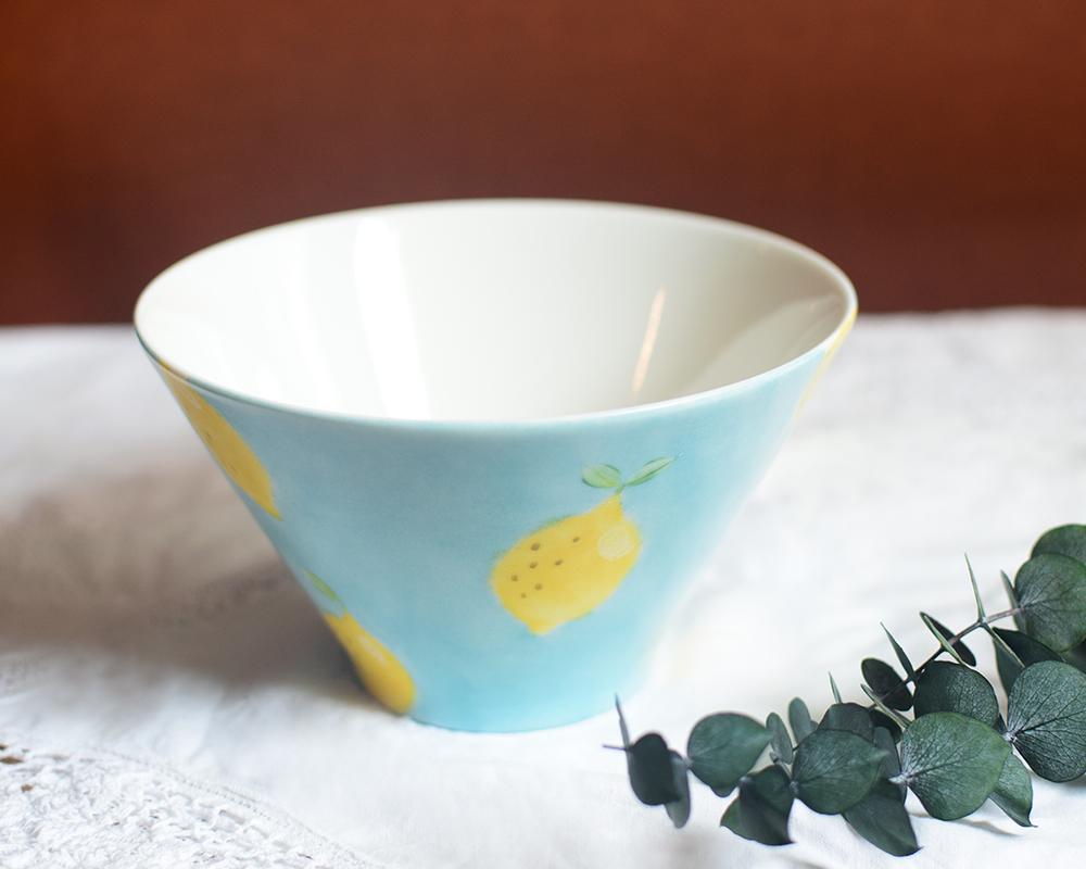 レモン×ブルーの大きい鉢 | 4枚目