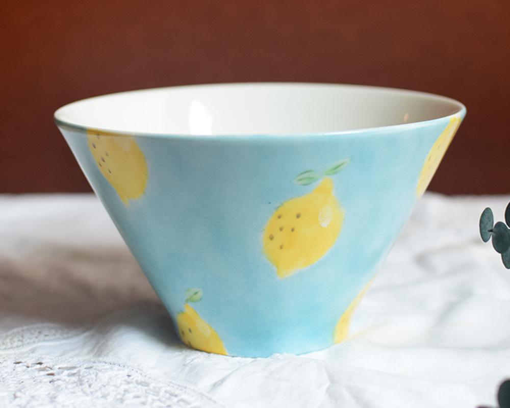 レモン×ブルーの大きい鉢 | 5枚目