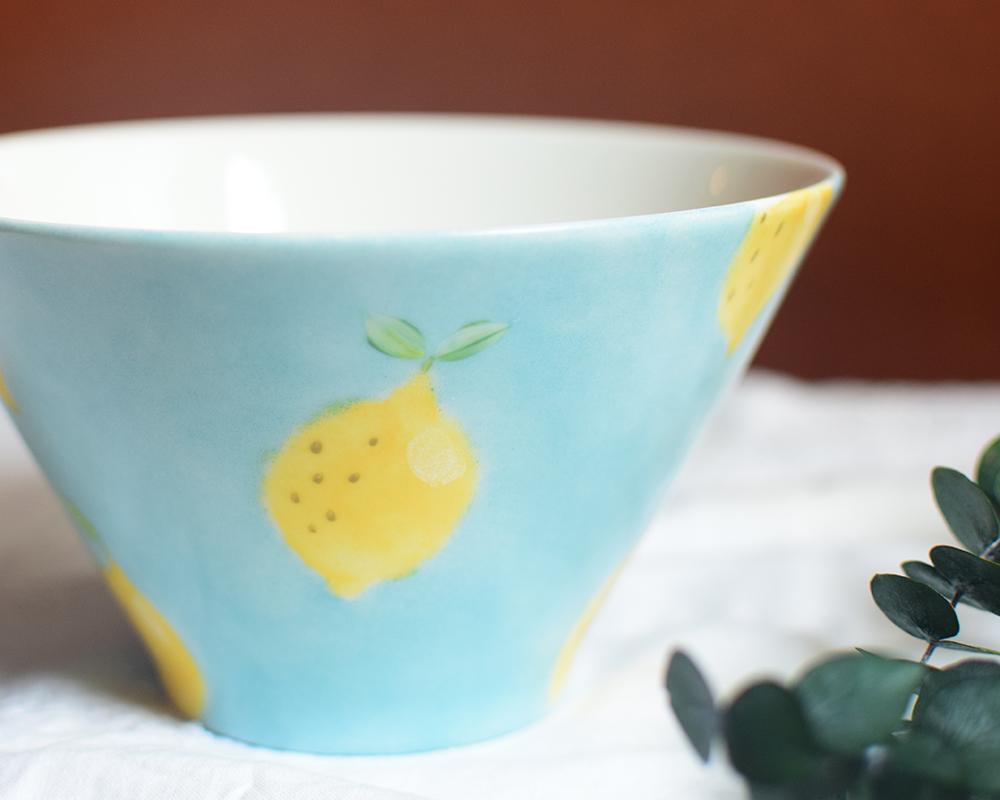レモン×ブルーの大きい鉢 | 6枚目